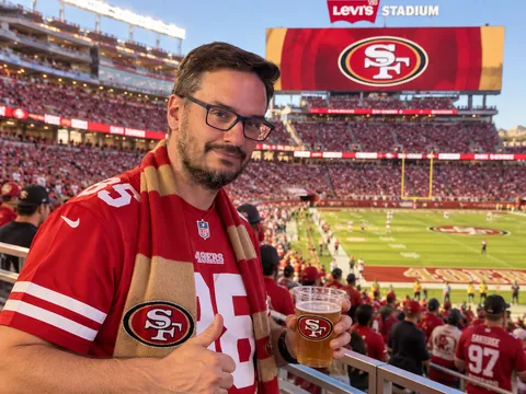 Álex en el Levi’s Stadium con los colores de los San Francisco 49ers